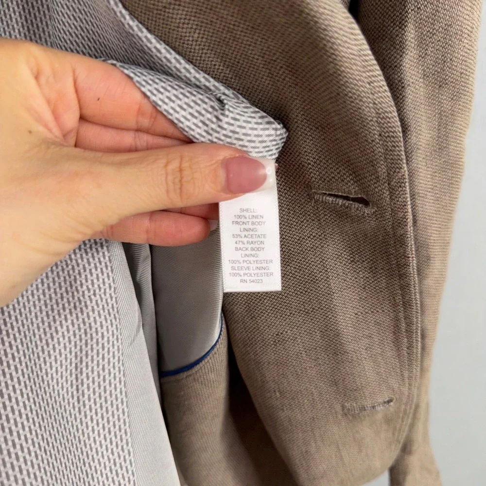 Banana Republic Blazer Mens 40L Brown Linen Tailored Fit Professional Career